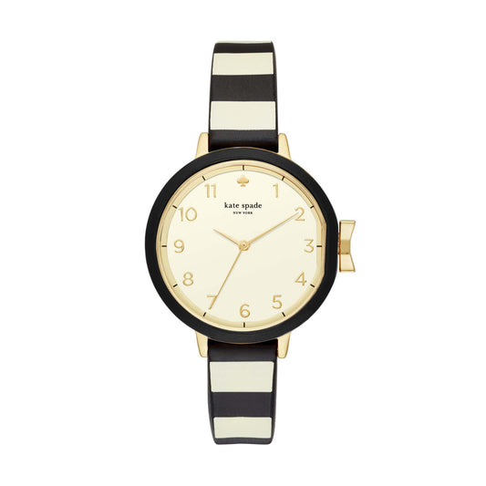 KATE SPADE LADIES PARK ROW BLACK & CREAM SILICONE WATCH