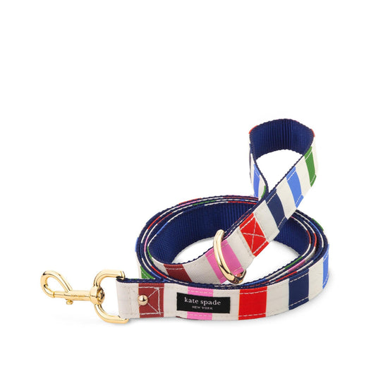 KATE SPADE LARGE DOG LEASH, ADVENTURE STRIPE